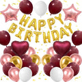 Burgundy Birthday Decorations for Women Girls, Burgundy Rose Gold Balloons Gold by BTZO
