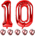 10th Birthday Balloons for Girls Boys, 40 Inch Giant Red Foil Number 10 Balloons by Lingqiang