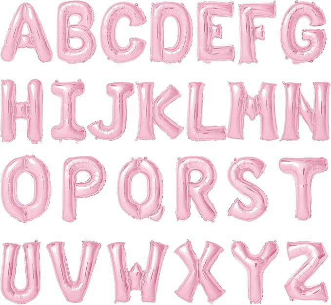 16 Inch pink Letter Balloons Mylar Foil Alphabet Letter A-Z Balloons Set by LIOZEOKUN