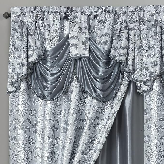 GOHD Samba Star Jacquard Window Curtain 2PC Panels.Each pc W54 xL90.Grey - Image 2