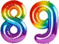 40 Inch Number 89 Balloons for 89th Birthday Party Decorations, 0-100 Rainbow by FOBELEC