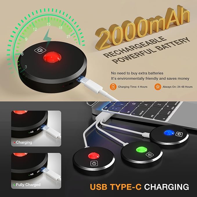 RGB Puck Lights with Remote Control, 2000mAh Rechargeable Stick on Led Lights, 9 Colors & 2 Dynamic, Tap Light with Timing,Under Cabinet Lighting for Closet,Kitchen,Cabinet,Shelf(Black, 3 Pack)