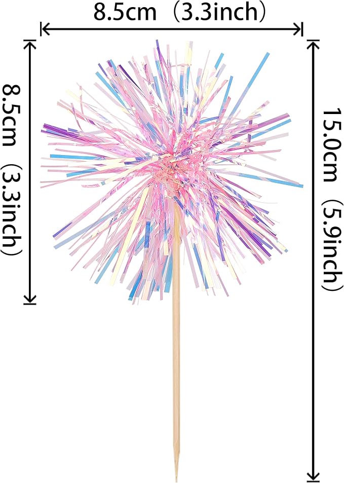 30 PCS Foil Firework Cupcake Toppers Happy Birthday Cupcake Toppers Sparkle - Image 2