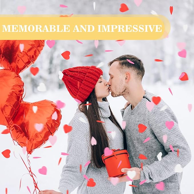 5000Pcs Heart Paper Confetti, Large Table Confetti Hearts Shaped for Valentine's Day, Wedding, Birthday, Bachelorette, Balloon Party Decoration (Red/White/Pink/Rose Red)