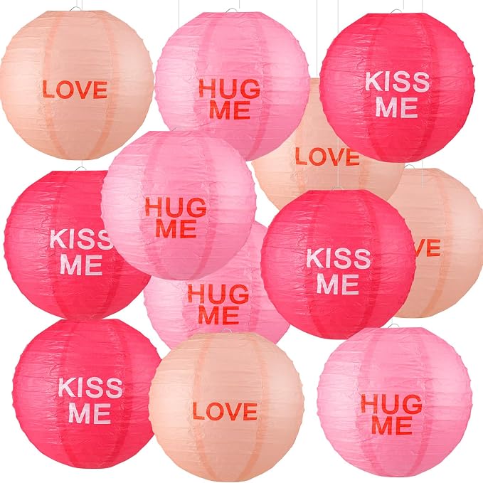 Panelee 12 Pcs Valentine's Day Party Decorations Paper Lanterns Conversation by Panelee