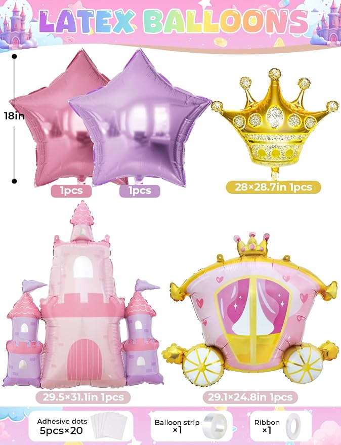 Princess Balloon Garland Arch Kit, Crown Star Foil, - Image 5