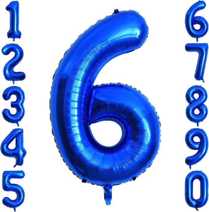 Navy Blue Number 6 Balloon 40 Inch, Shiny Foil Numeral Elegant Event Decor | by Unknown