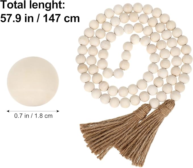 IMIKEYA Wooden Beads Garland: 2PCS Farmhouse Wood Bead Garland - Image 3