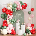 Sage Green Pink Red Balloon Arch Garland Kit by Unknown