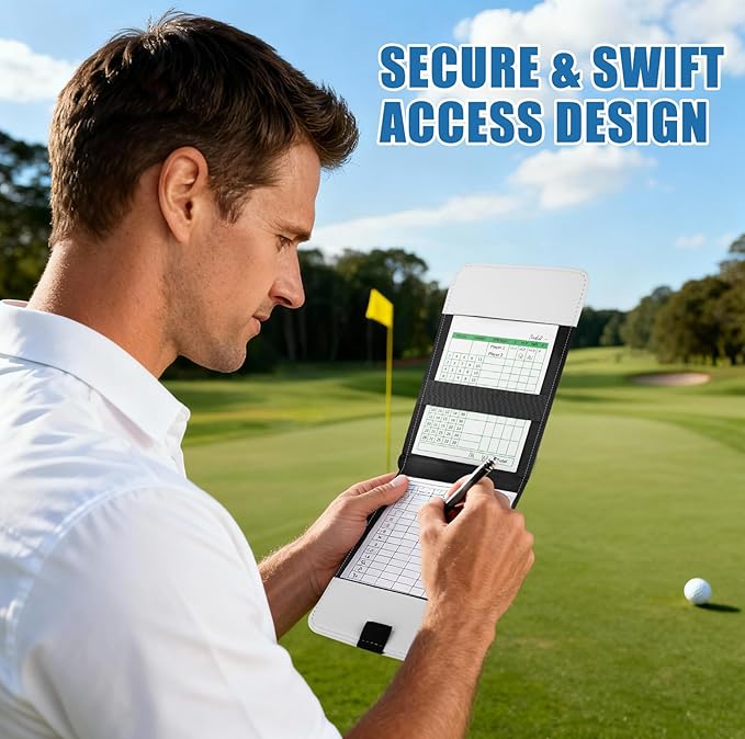 Leather Golf Scorecard Holder - Golf Scorecard & Yardage Book Holder Cover Universal Fit for Scorecard, Golf Accessories Fit for Most Back Pocket Golf Gifts