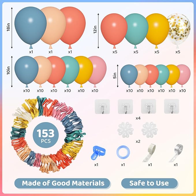 Amandir 153pcs Boho Blue Blush Balloon Arch Garland Kit Different Sizes | 18 12 - Image 3