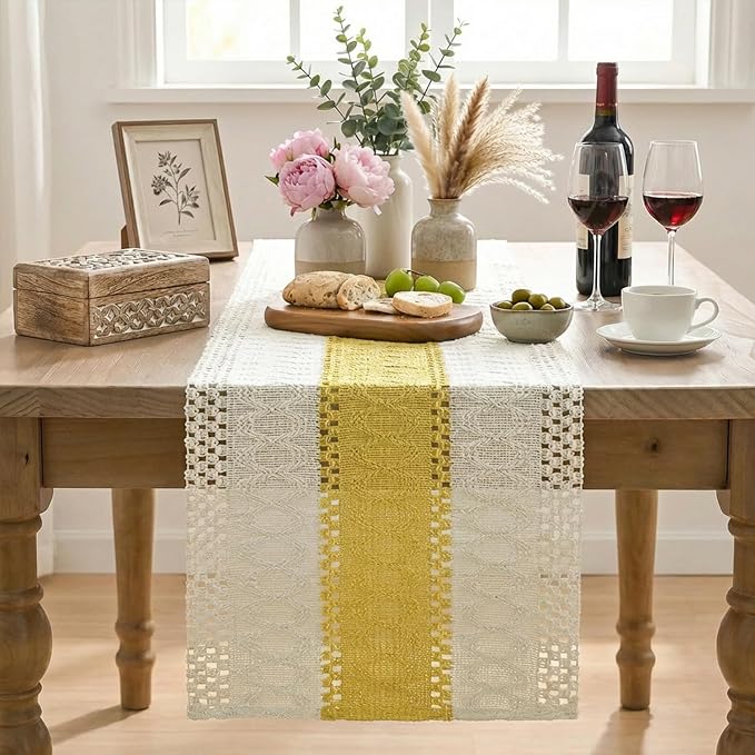 Artoid Mode Yellow Farmhouse Rustic Table Runner 12x108 Inch | Seasonal Holiday - Image 2