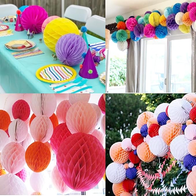 20pcs 3''6'' White Honeycomb Balls Party Honeycomb Balls Decoration | Tissue - Image 3