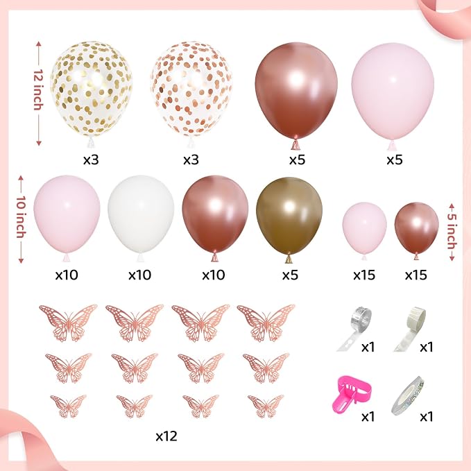 Amandir 134pcs Rose Gold Balloons Baby Box - Image 2