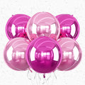 6Pcs Hot Pink and Pink Round Foil Balloons, Giant 4D Round Ball Balloons by Adorely