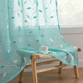 MIULEE Turquoise Sheer Curtains 2 Panels Leaf Patterned, W52 x L96 | by MIULEE