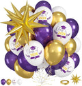 60pcs Purple Gold Graduation Balloons, Class Of 2026 Hat Printed Balloon by Saxuxu