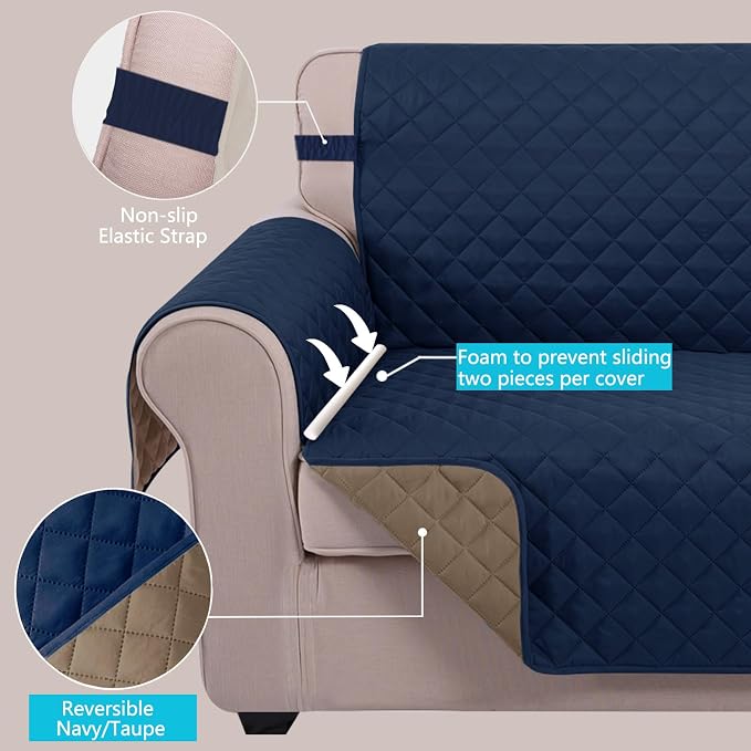 U-NICE HOME Reversible Oversized 28''Chair Covers, Pet Friendly, Elastic Straps - Image 3
