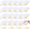 JOHOUSE 28 PCS White Paper Women Folding Handheld Fans, 8.3 Inch | Hand Fans by JOHOUSE