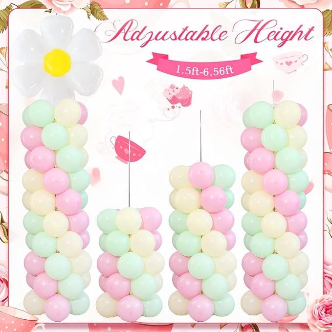 Daisy Pastel Flower Balloon Column Stand Kits 2 Sets - Image 4