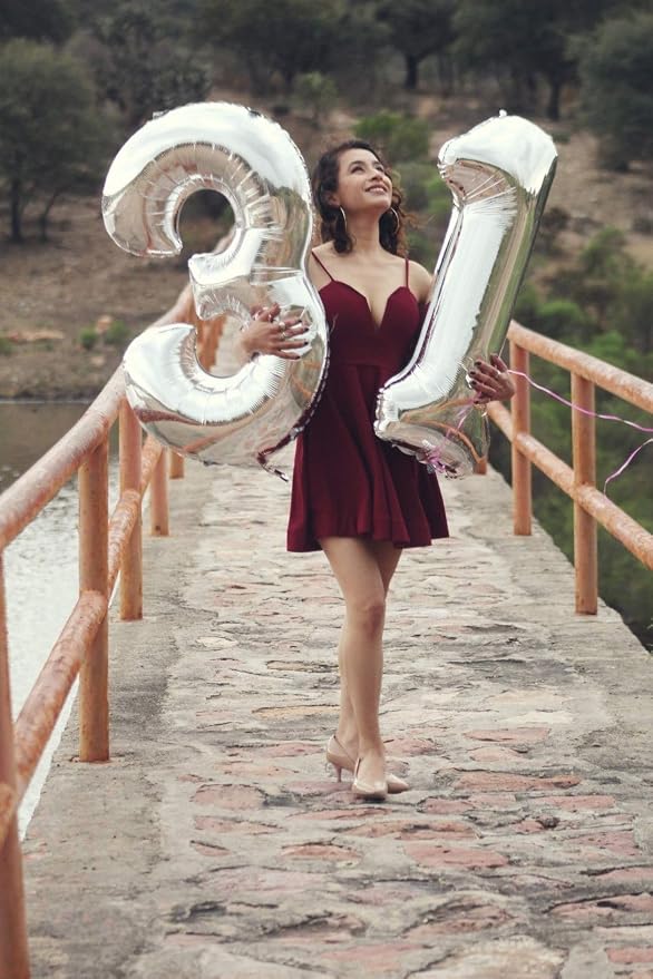 Number Balloons 40 Inch Silver 3 Balloon - Image 3