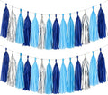 Blue Silver Tassel Garland Banner, 30 Pack Paper Tassels Streamers by SIPRKAICT