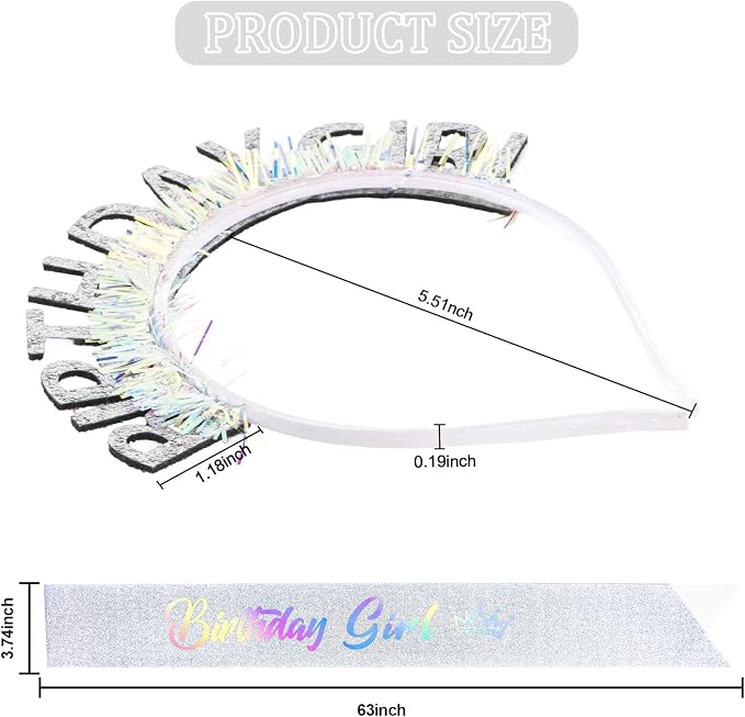 CIEHER Birthday Girl Headband Birthday Crown - Image 4