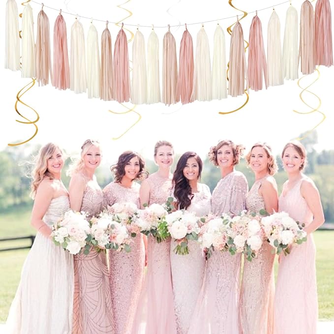 Champagne-Gold Beige Boho Party-Decorations Tassel-Garland - Image 5