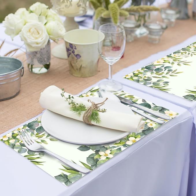 Paper Placemats Disposable 50 Pack Floral Eucalyptus Placemat Disposable Place - Image 6