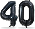 Black Number 40 Birthday Balloons, 40 Inch Large Black Mylar Foil Number 4 and by Lingqiang