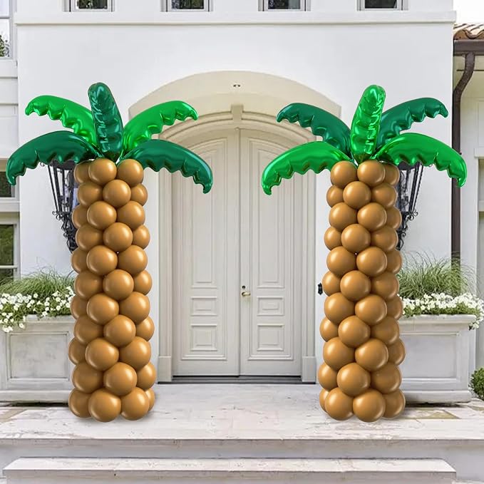 Palm Tree Balloons Set with Green Tree Leaves Foil Brown Balloons | Tropical by saratimtou