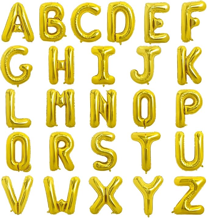 TONIFUL Gold Letter Balloons 2 Set 16 Inch A-Z Custom Alphabet Banner | 52 Pcs by TONIFUL