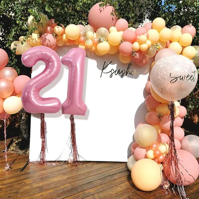 TONIFUL 40 Inch Pink Number 21 Balloon Large Foil 21st Birthday Decorations | - Image 6