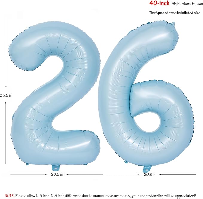 40 In Matte Blue Number Balloons Helium Foil Mylar Balloon Party Digital 26 | - Image 2