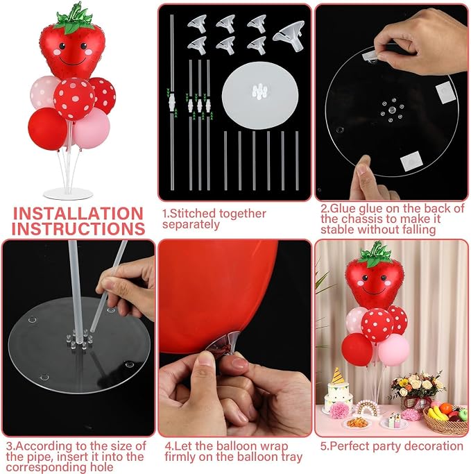 Strawberry Birthday Party Balloons Stand Kit 2 Sets - Image 3