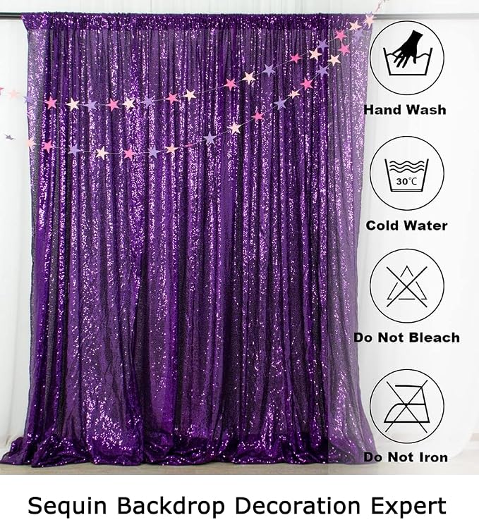 ShinyBeauty Purple Sequin Backdrop 7FTx7FT - Image 6