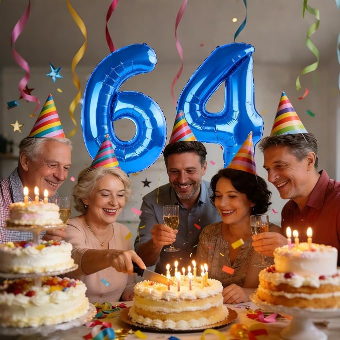 40 Inch Number 64 Balloons for 64th Birthday Party Decorations, 0-100 Dark Blue - Image 2