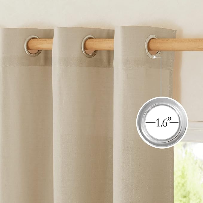 NICETOWN Angora Linen Kitchen Window Curtains Over Sink, Grommet Thick Linen - Image 2