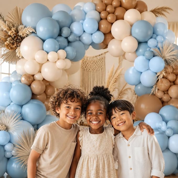 360Pcs Dusty Blue and Brown Balloons Garland Arch Kit - Image 5