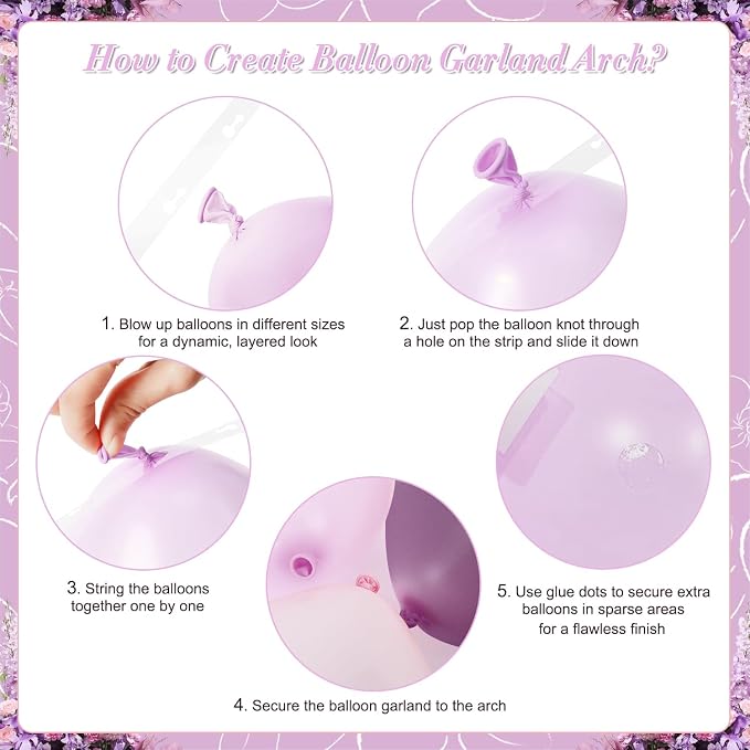 Pink and Purple Balloon Arch Kit - Image 6