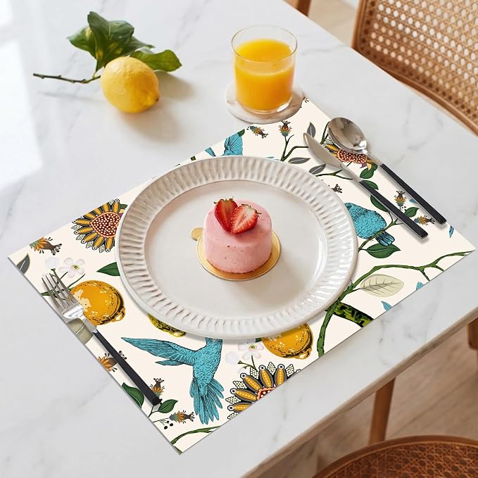 50 Pack Vintage Lemon Disposable Paper Placemats 11 x 16 Inches | Hummingbird - Image 3
