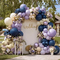 Navy Blue Purple Balloon Arch Double Stuffed Dark Blue Pastel Lavender White by Partycus