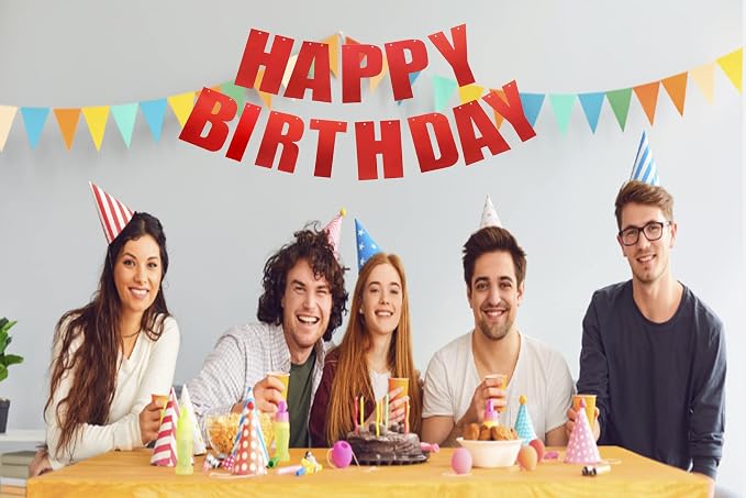 Happy Birthday Banner for Birthday Party Decorations Red - Image 6