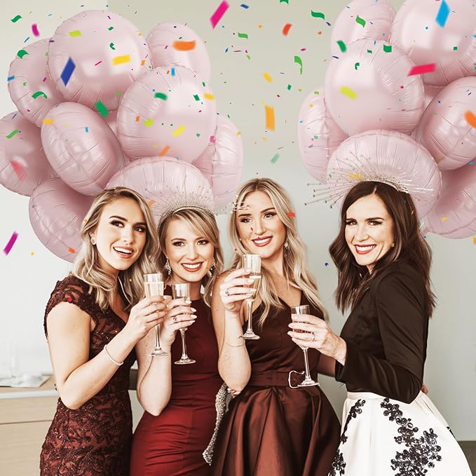 20PCS Round Shaped Foil Balloons, 18 Inch Dusty Pink Round Foil Balloon - Image 4