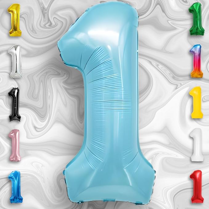 Candy Blue Number Balloon 1 Mylar Foil Balloons 32 inch - Image 3