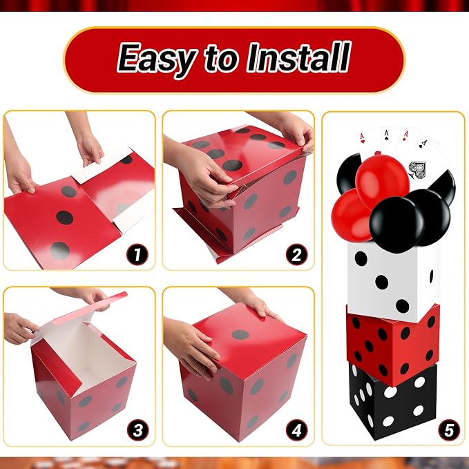 Casino Theme Party Decorations, HYMENEX Game Night Decorations Include 6pcs - Image 3