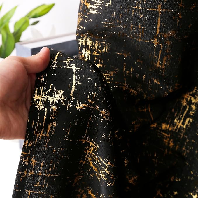 Taisier Home Gold Foil Print Linen Textured Curtains Geometric Dots Pattern - Image 4