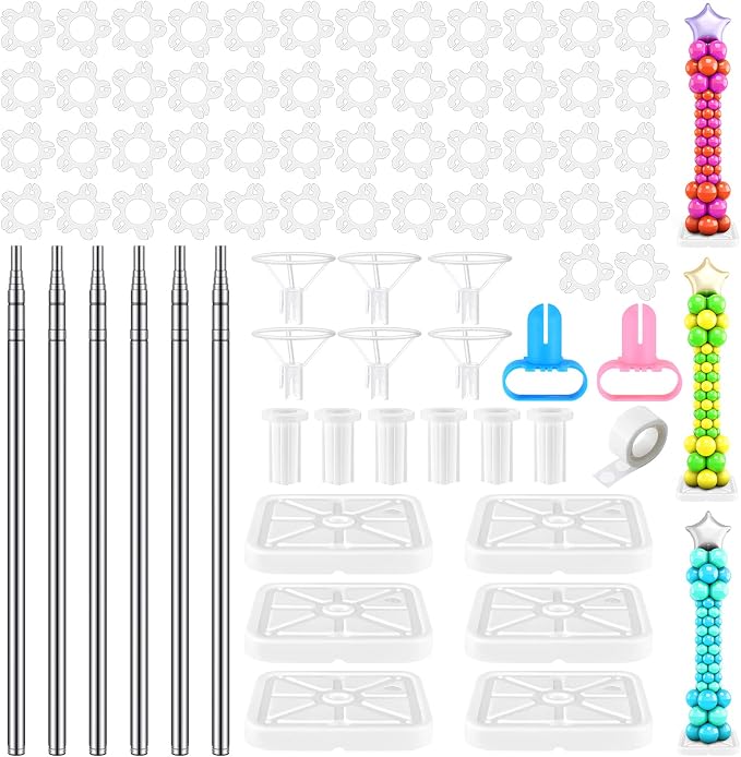 Sratte 12 Sets Balloon Column Stand Kit, 6.6 ft Adjustable Balloon Tower Pillar - Image 8