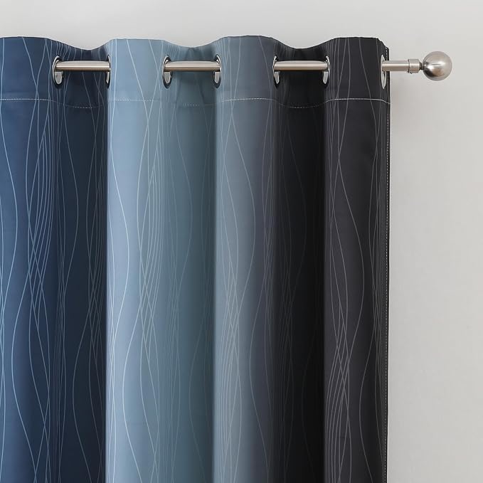 Black and Navy Blue Blackout Curtains - Image 4
