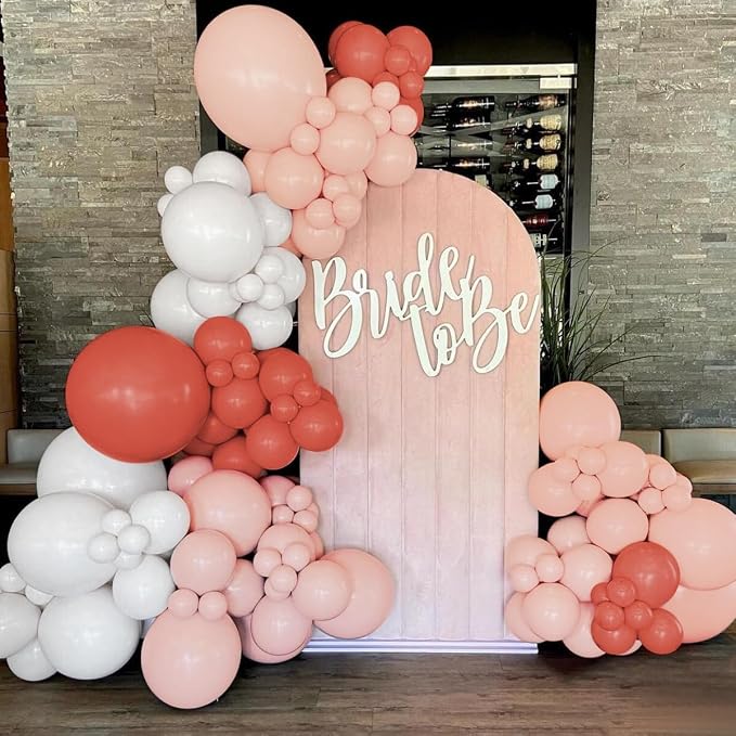 Dusty Orange White Nude Pink Balloon Garland Arch Kit - Image 3